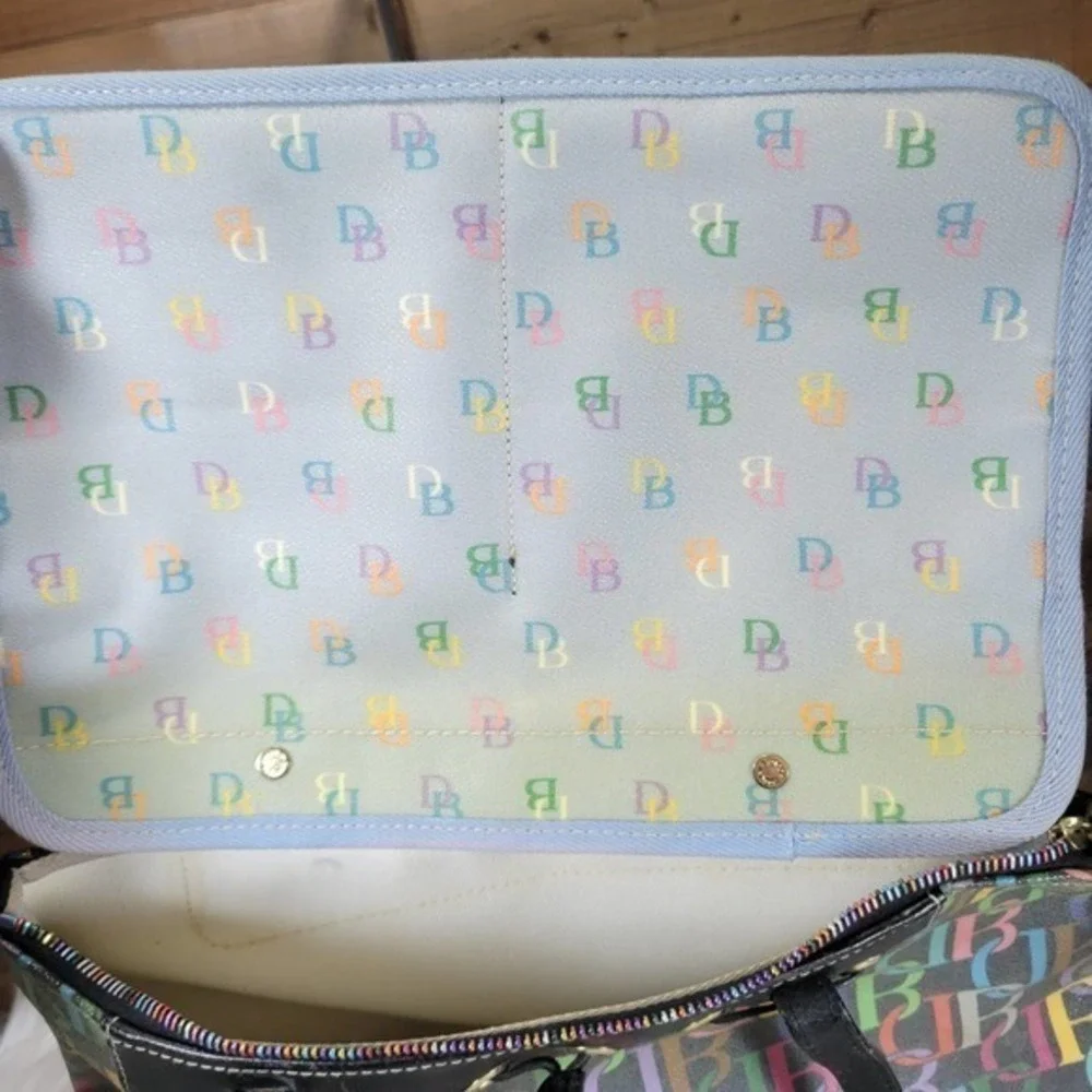 Vintage Dooney & Bourke Black Rainbow Zip Tassel Tote